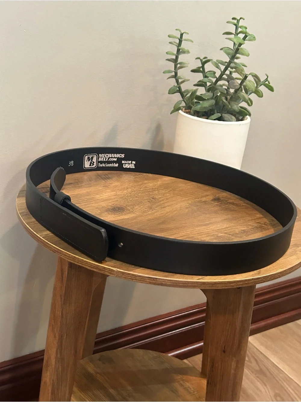 Mechanics Belt No Scratch Belt USA Black Leather Size 38 Work Utility